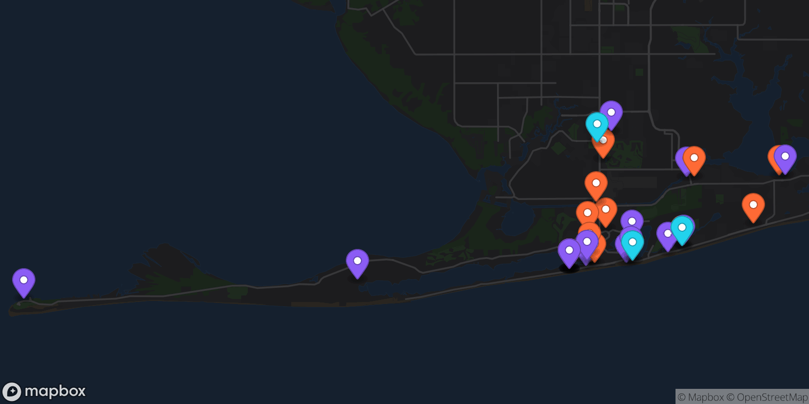 Map showing 36 locations