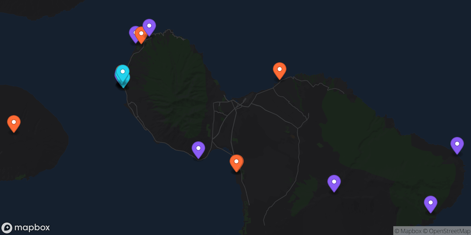 Map showing 24 locations