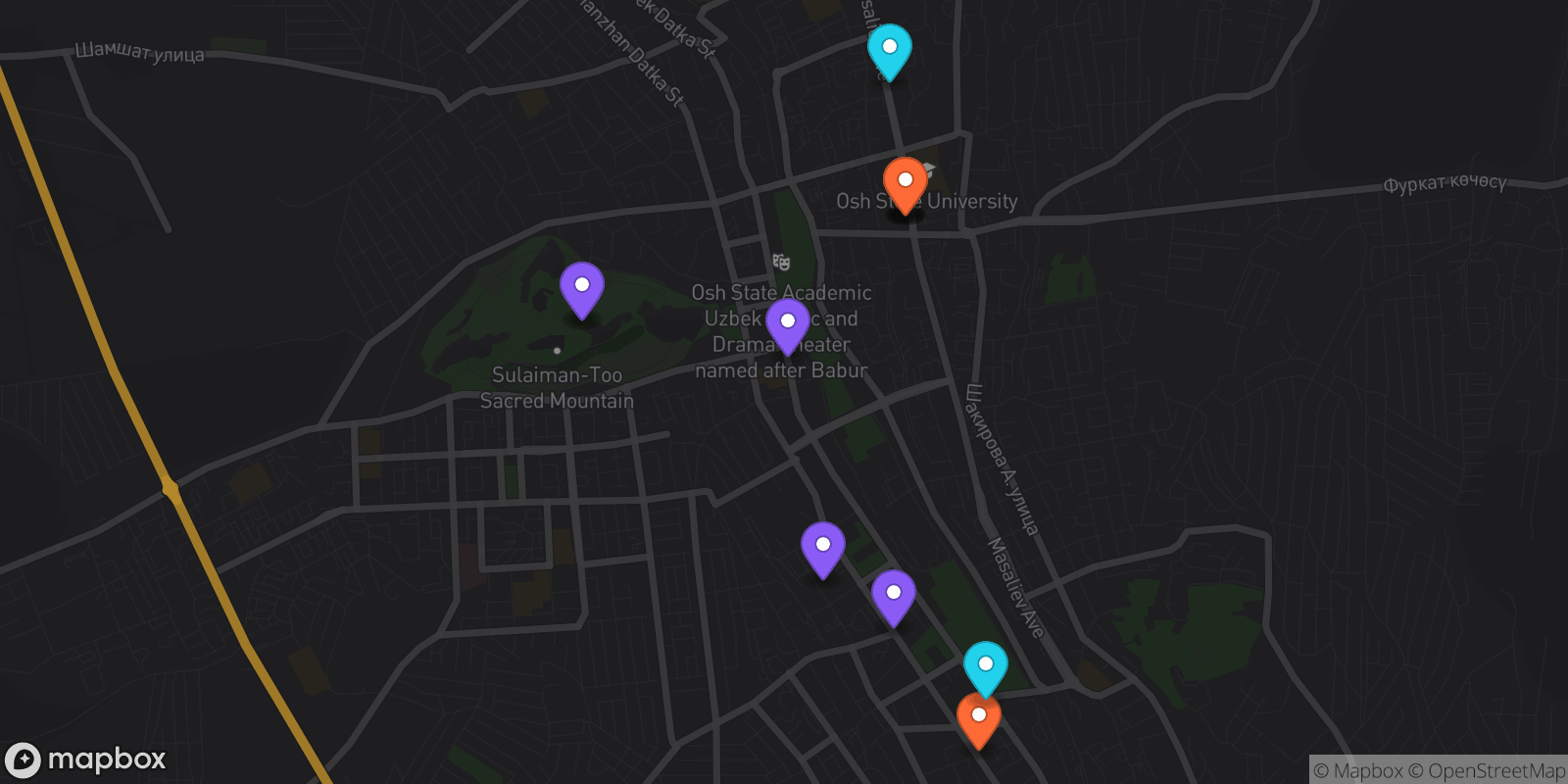 Map showing 12 locations