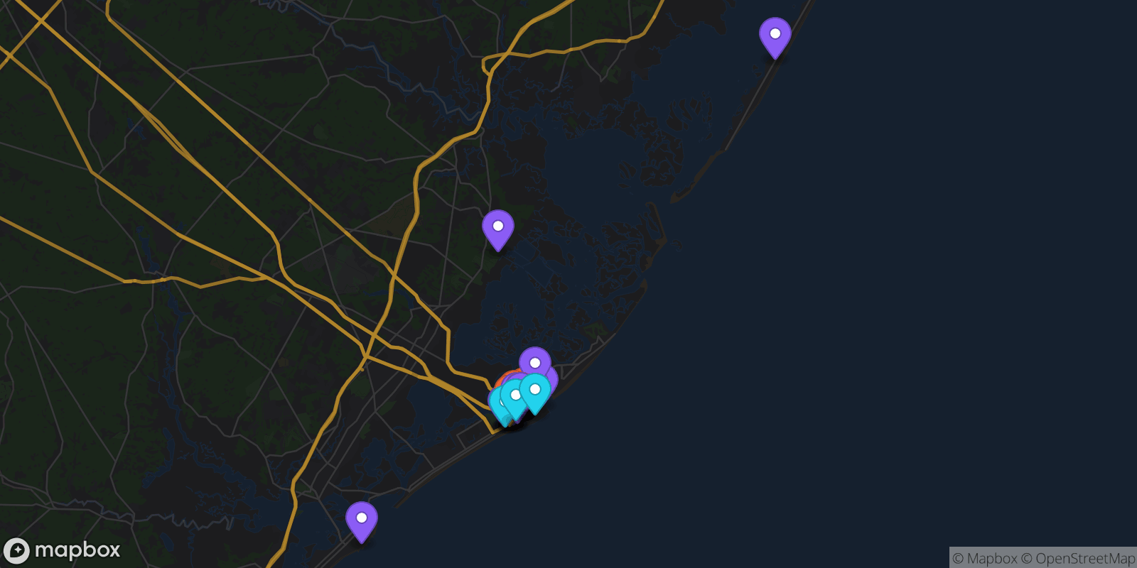 Map showing 37 locations