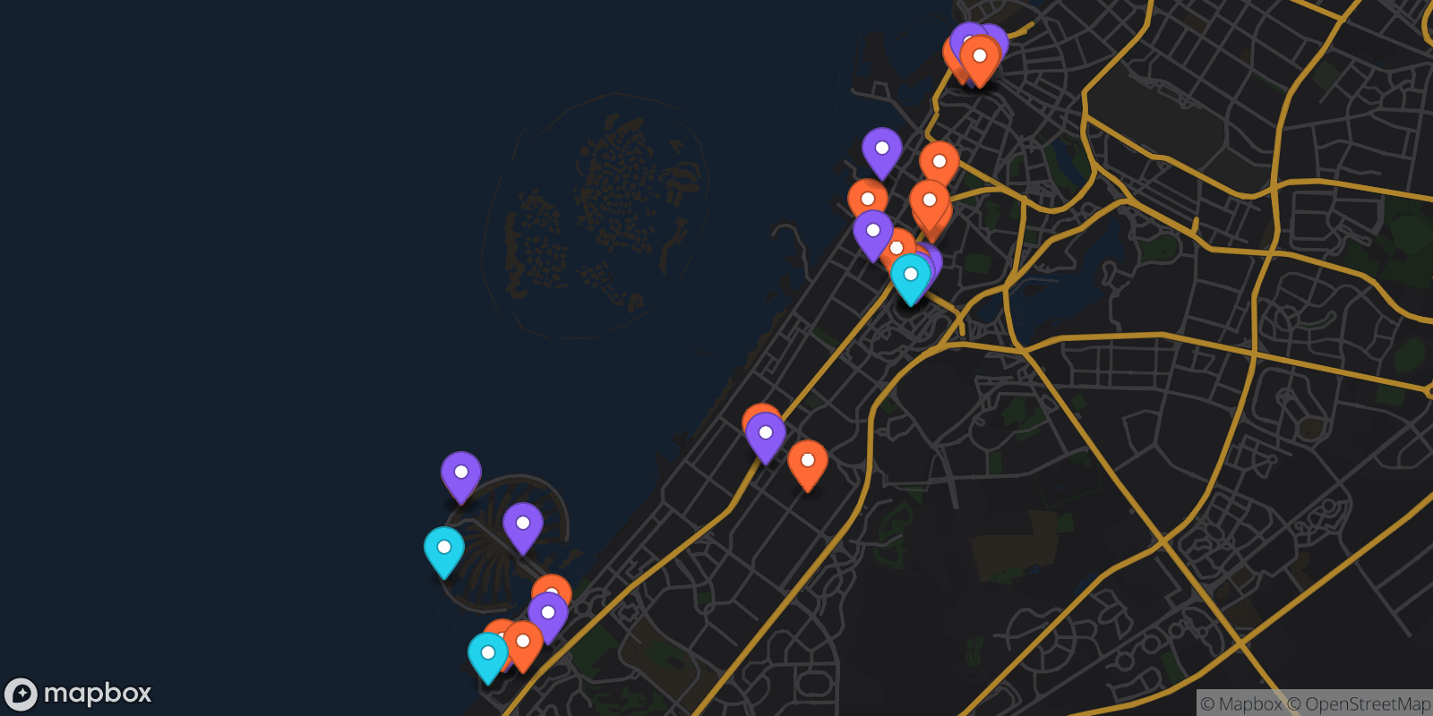 Map showing 36 locations