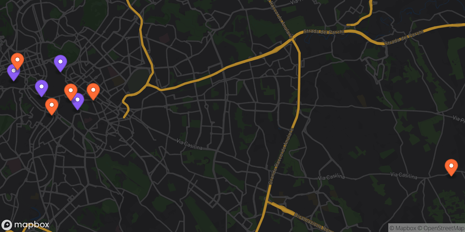 Map showing 9 locations