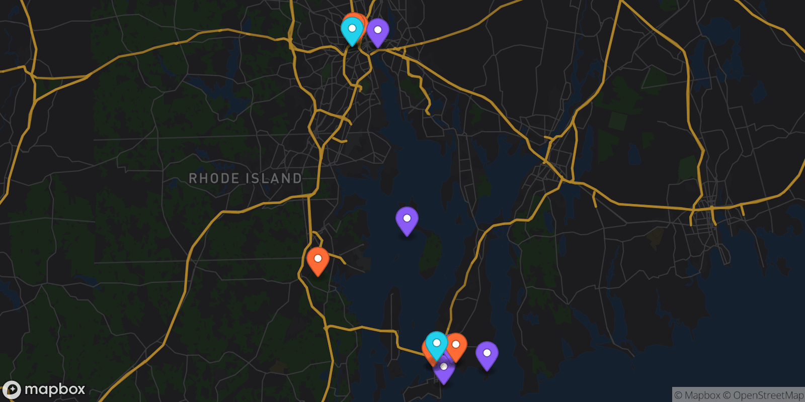 Map showing 14 locations