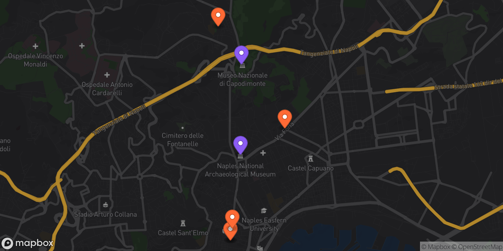 Map showing 8 locations