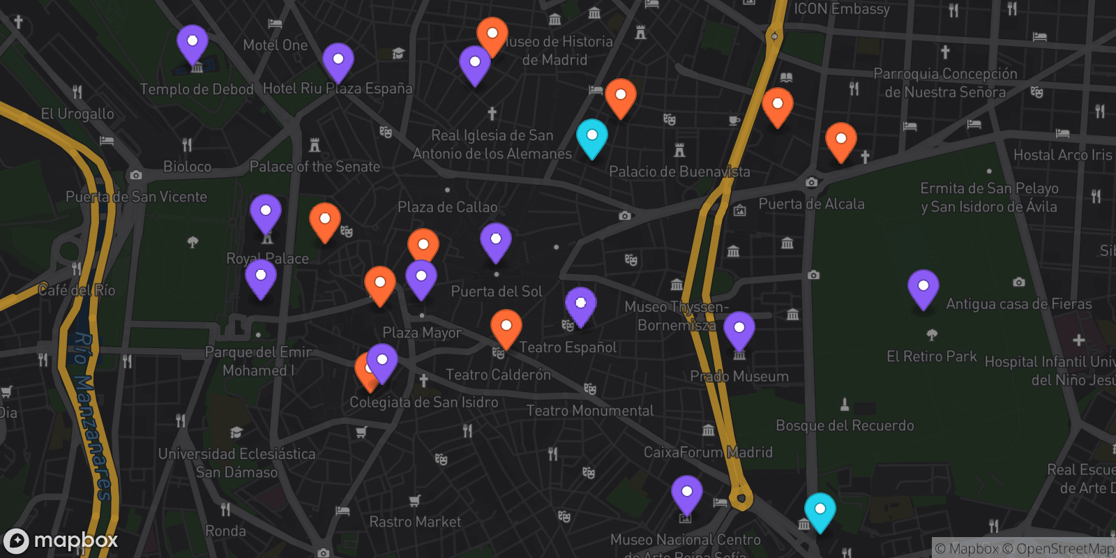 Map showing 23 locations