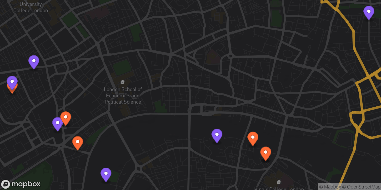 Map showing 12 locations