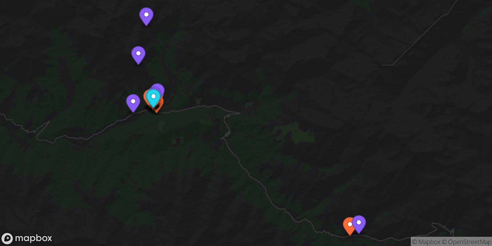 Map showing 29 locations