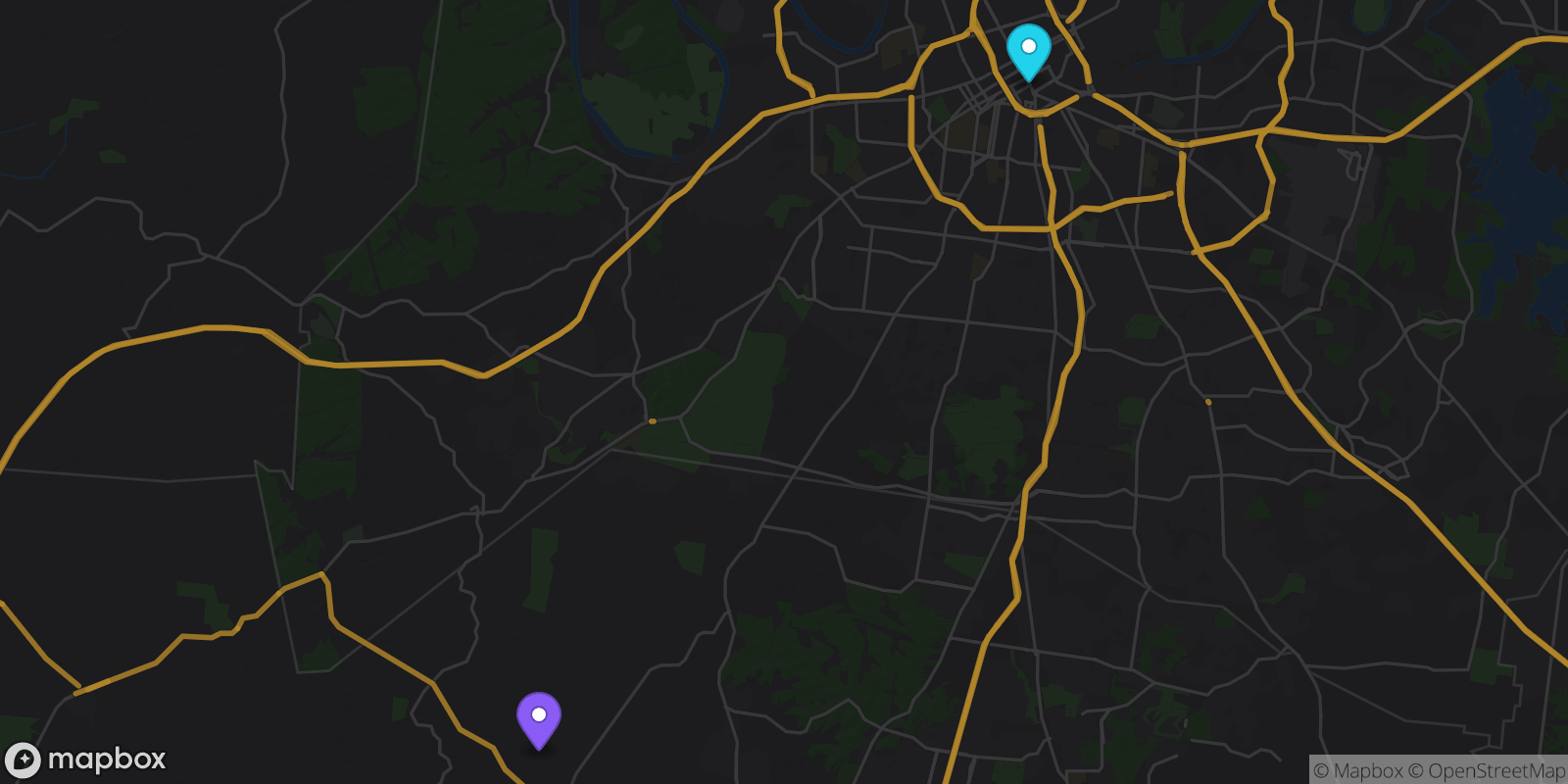 Map showing 2 locations