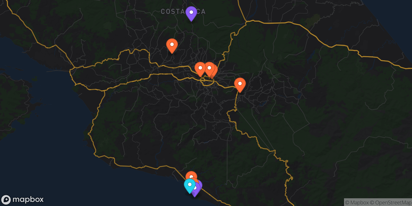 Map showing 11 locations