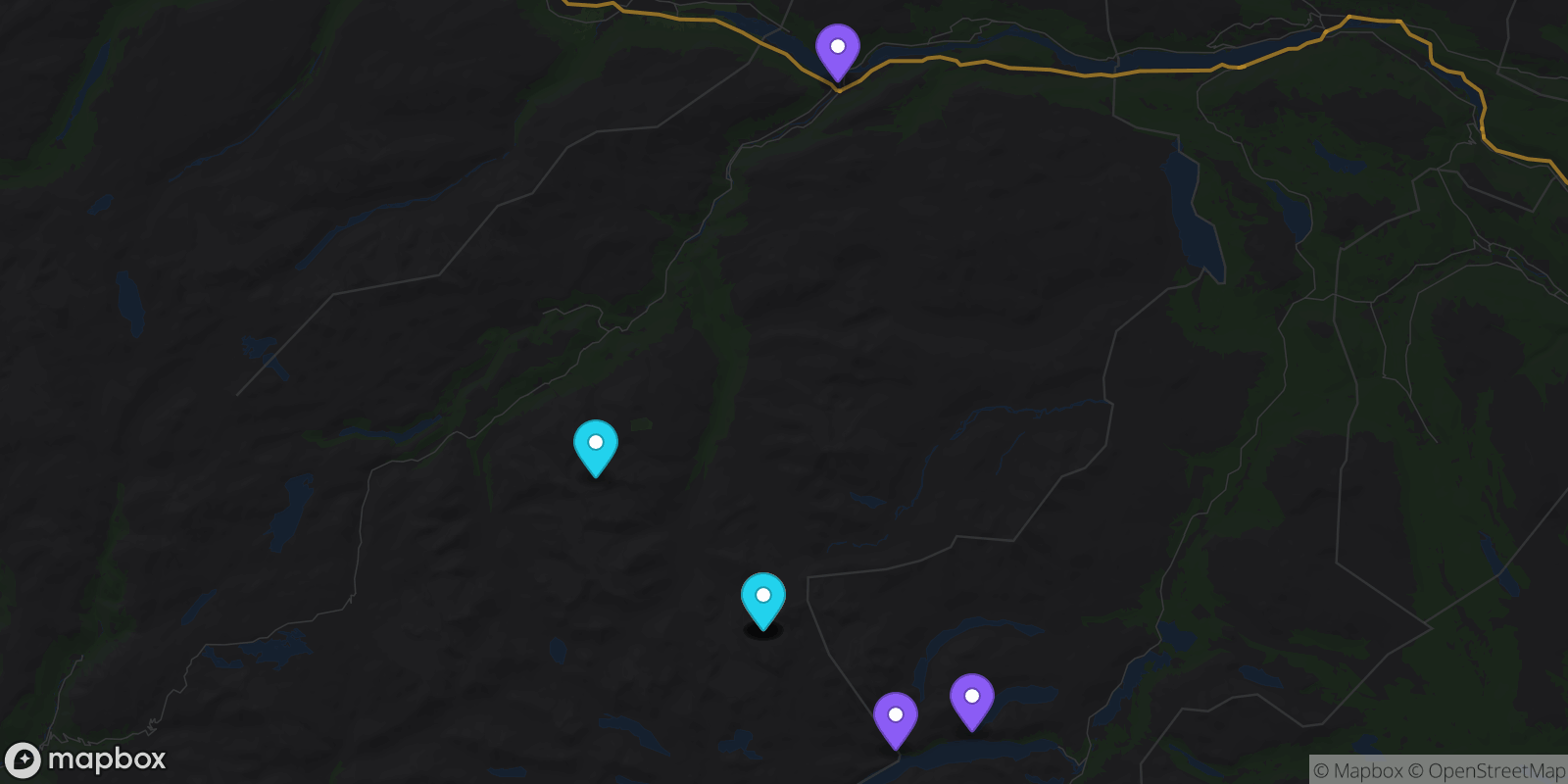 Map showing 9 locations