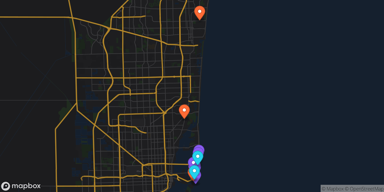 Map showing 20 locations