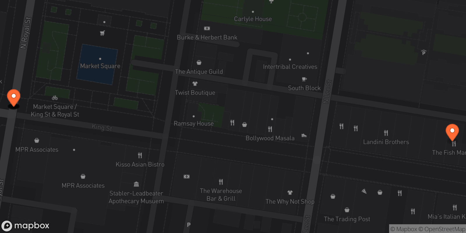 Map showing 10 locations