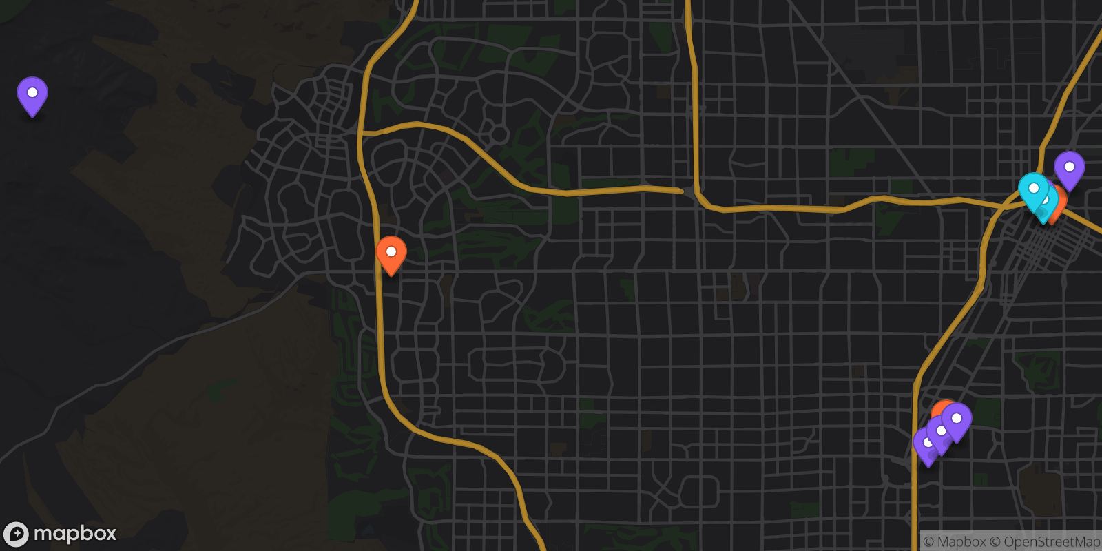 Map showing 11 locations