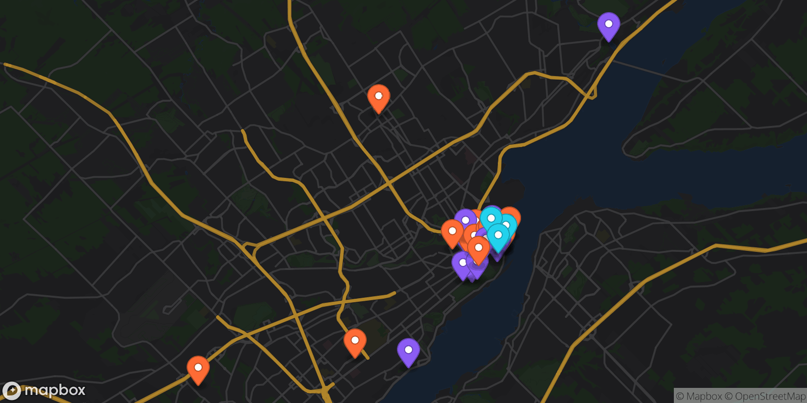 Map showing 41 locations