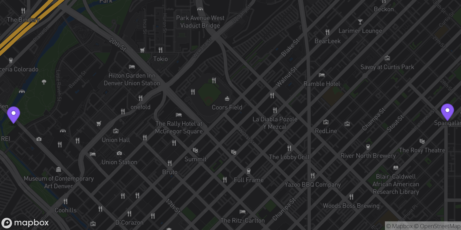 Map showing 2 locations