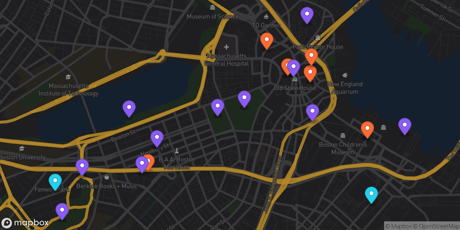 Map showing 22 locations