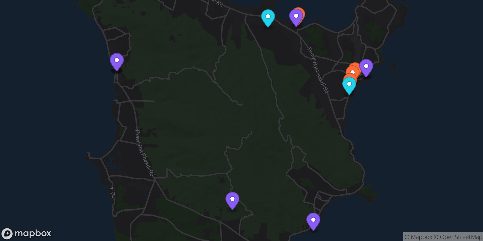 Map showing 14 locations