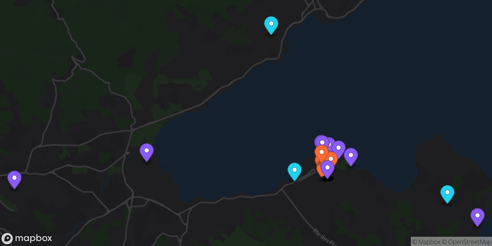 Map showing 33 locations