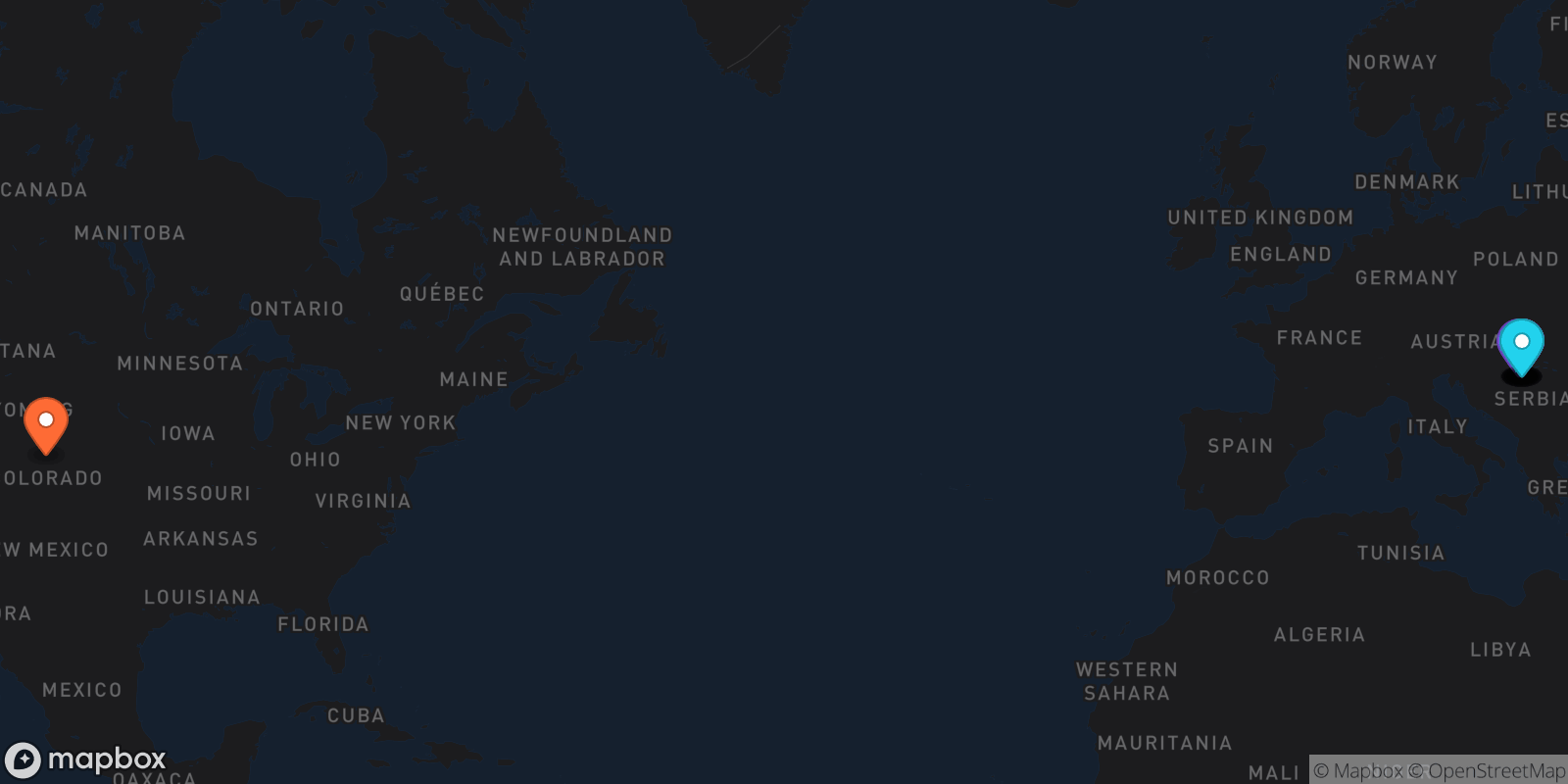 Map showing 14 locations