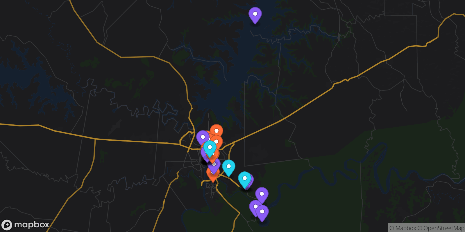 Map showing 40 locations