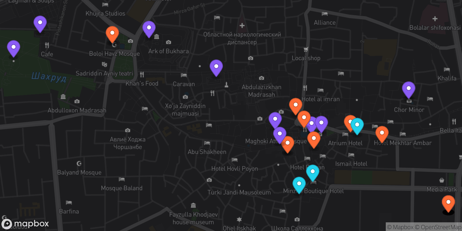 Map showing 42 locations