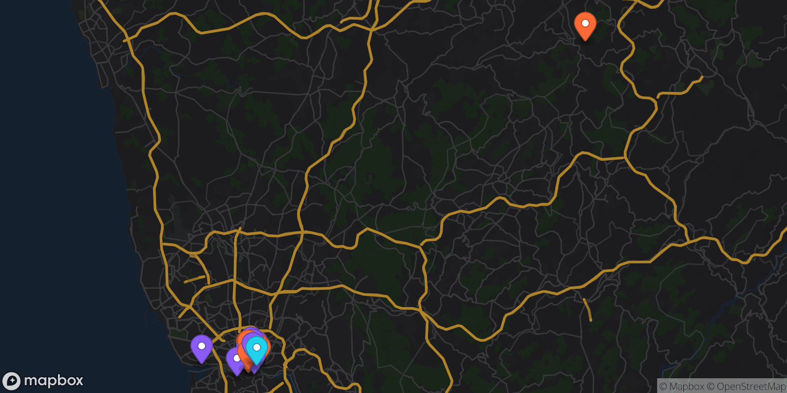 Map showing 24 locations