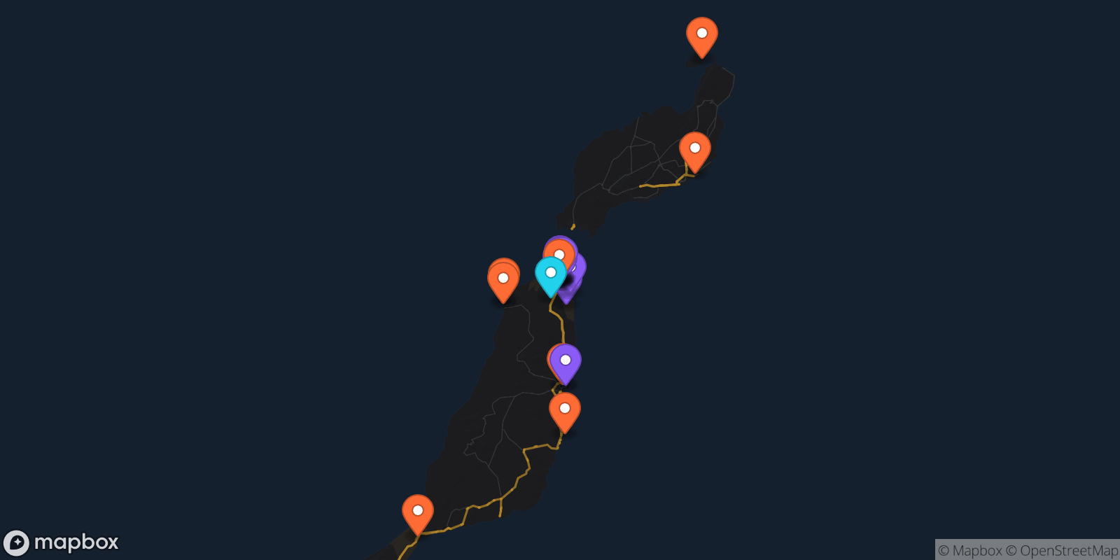 Map showing 24 locations