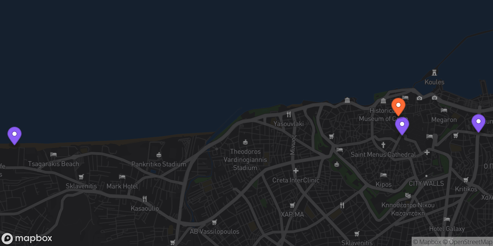 Map showing 4 locations