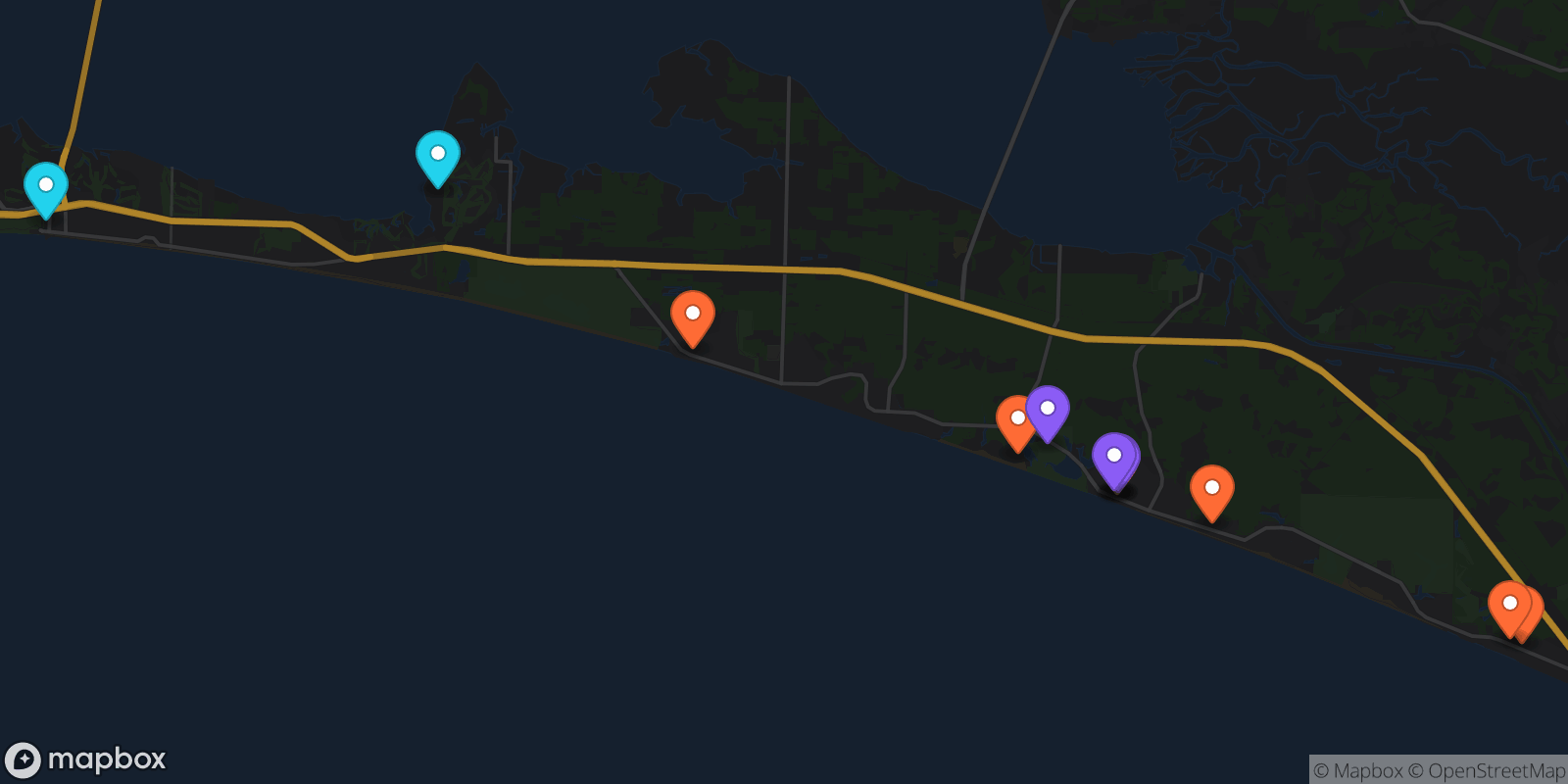 Map showing 12 locations