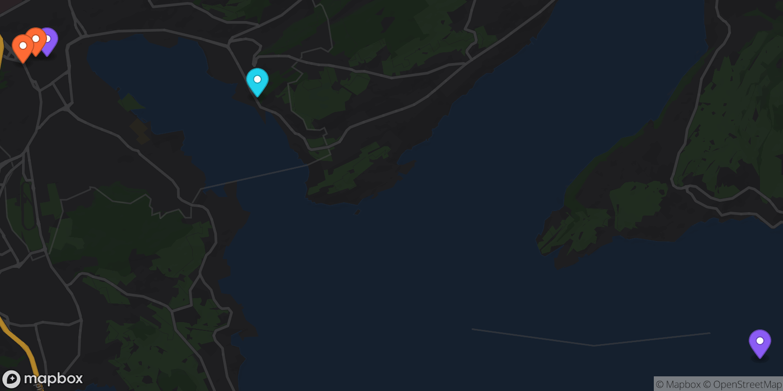 Map showing 5 locations
