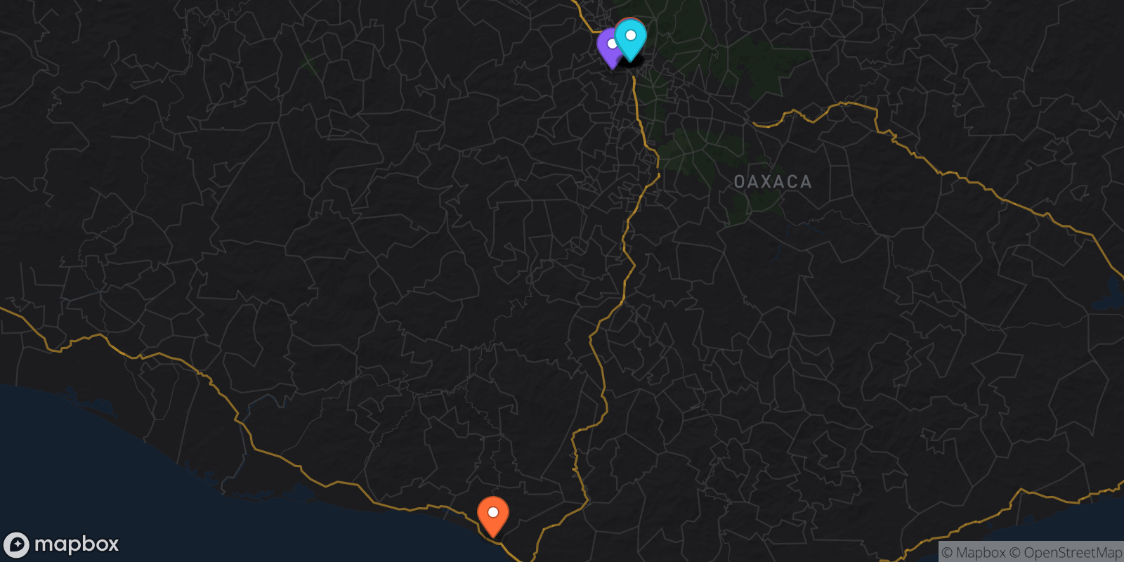 Map showing 16 locations