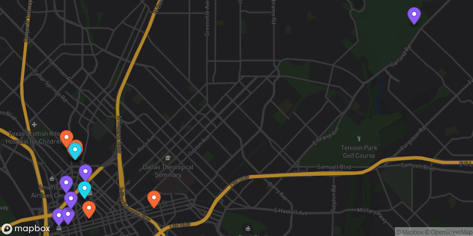 Map showing 14 locations