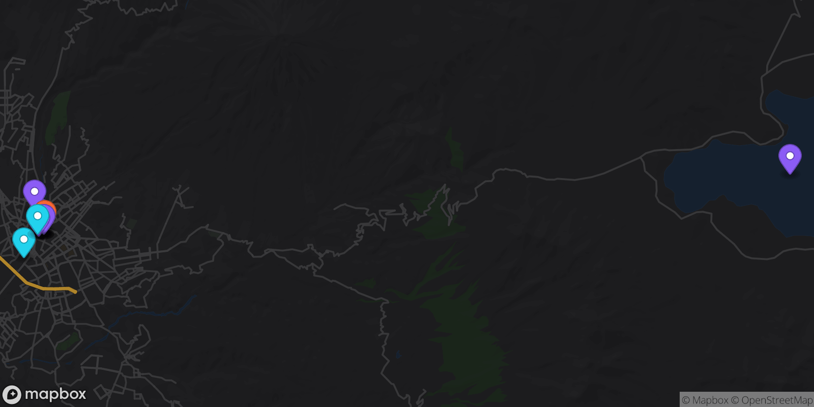 Map showing 15 locations