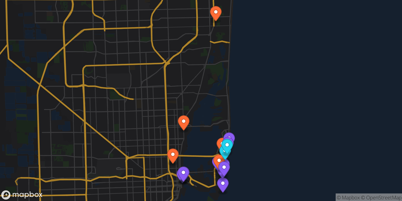 Map showing 19 locations