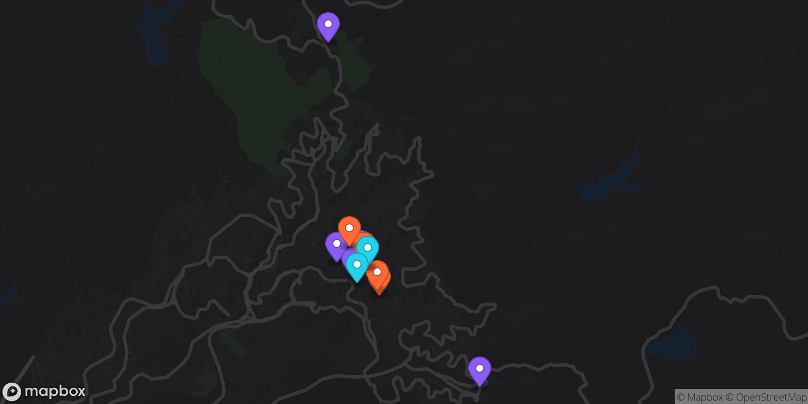 Map showing 14 locations