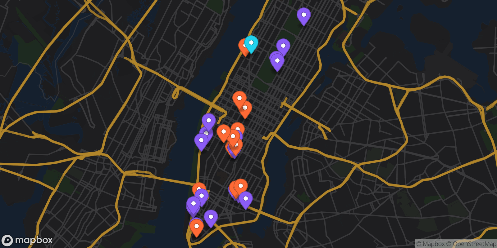 Map showing 30 locations