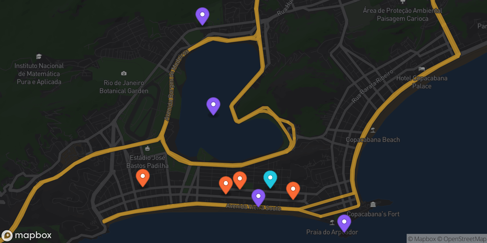 Map showing 9 locations