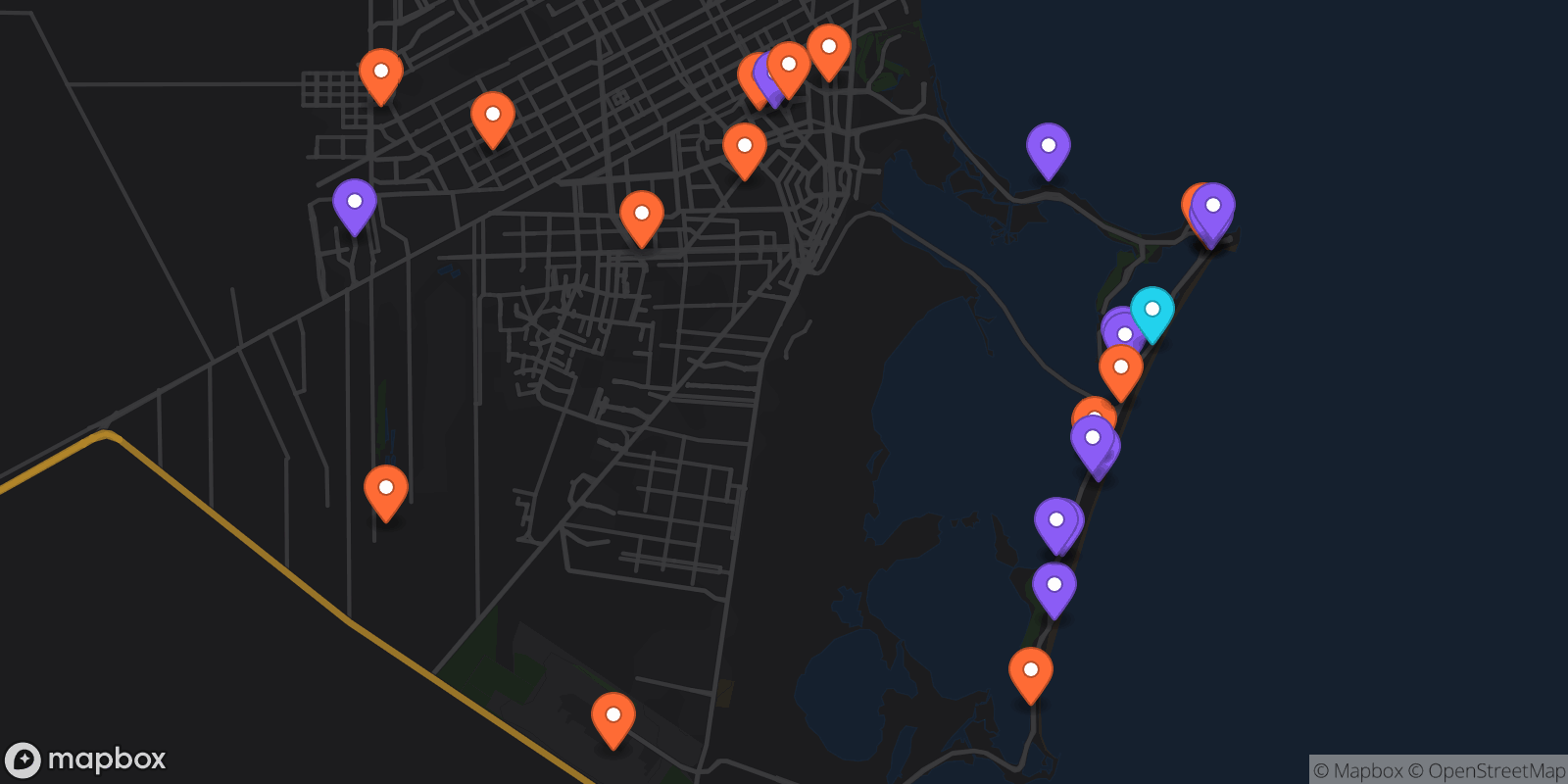Map showing 29 locations