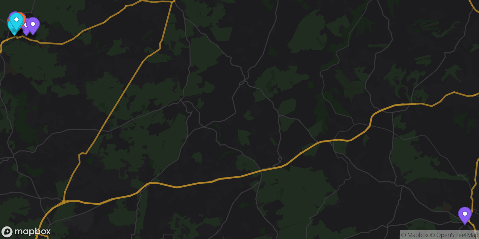 Map showing 40 locations