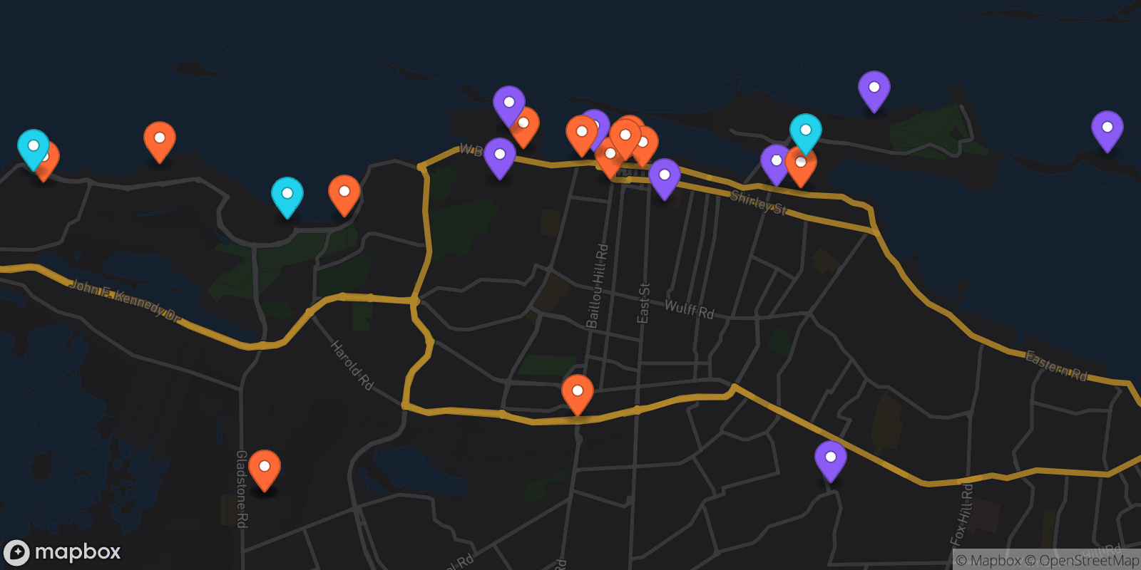 Map showing 25 locations