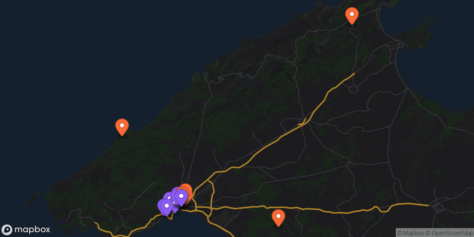 Map showing 29 locations
