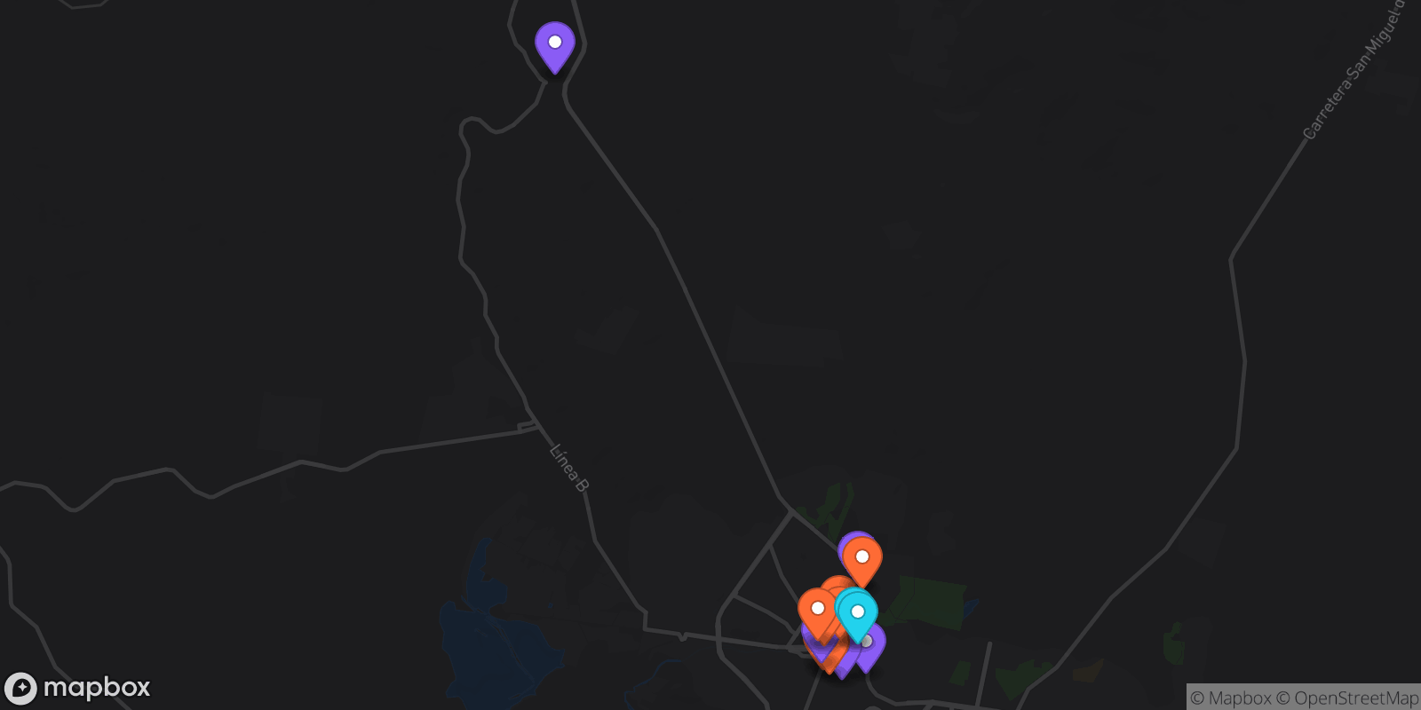 Map showing 18 locations