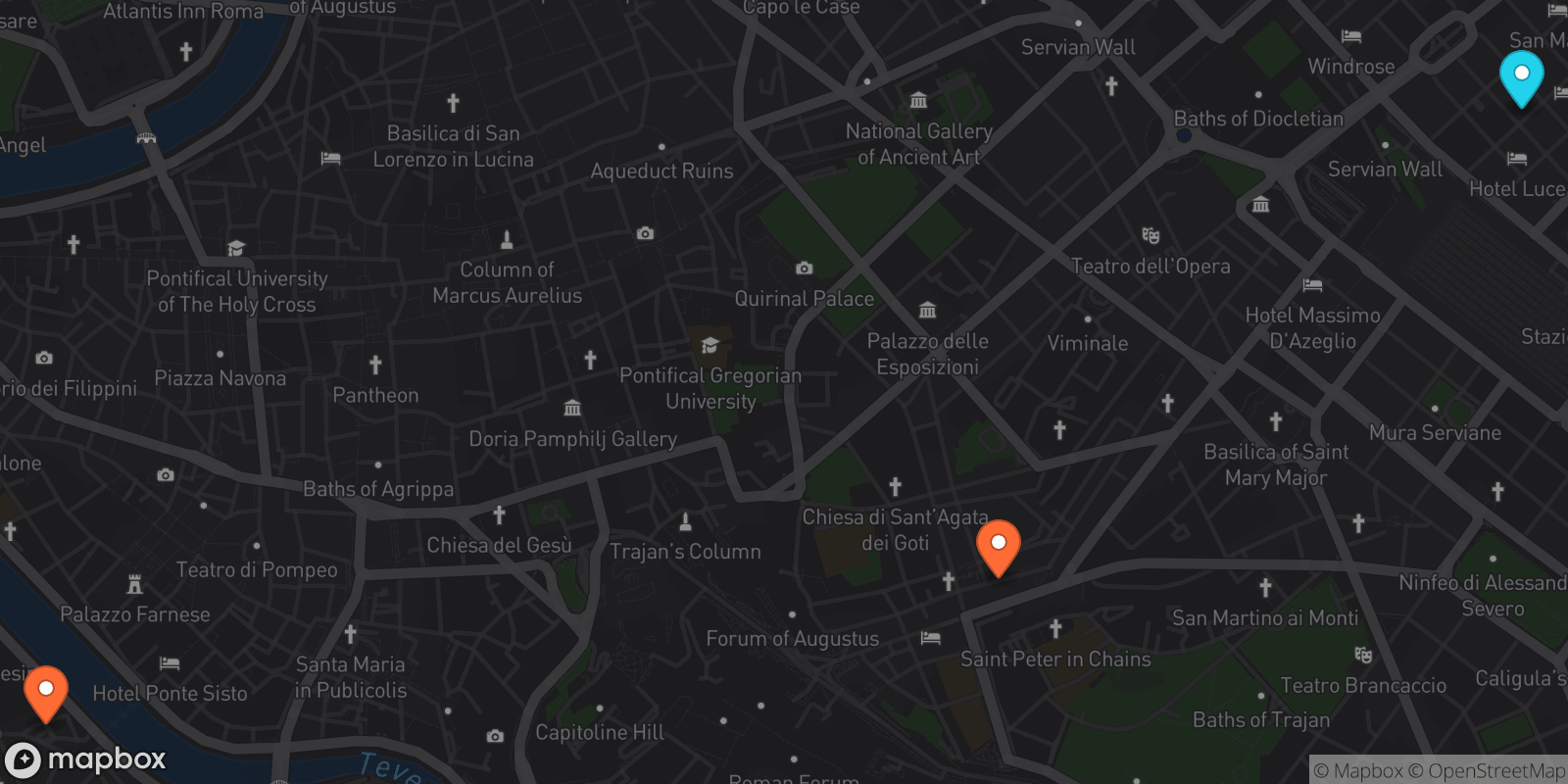 Map showing 3 locations