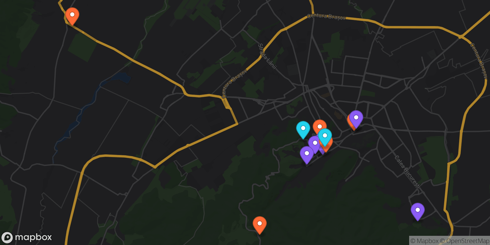 Map showing 15 locations