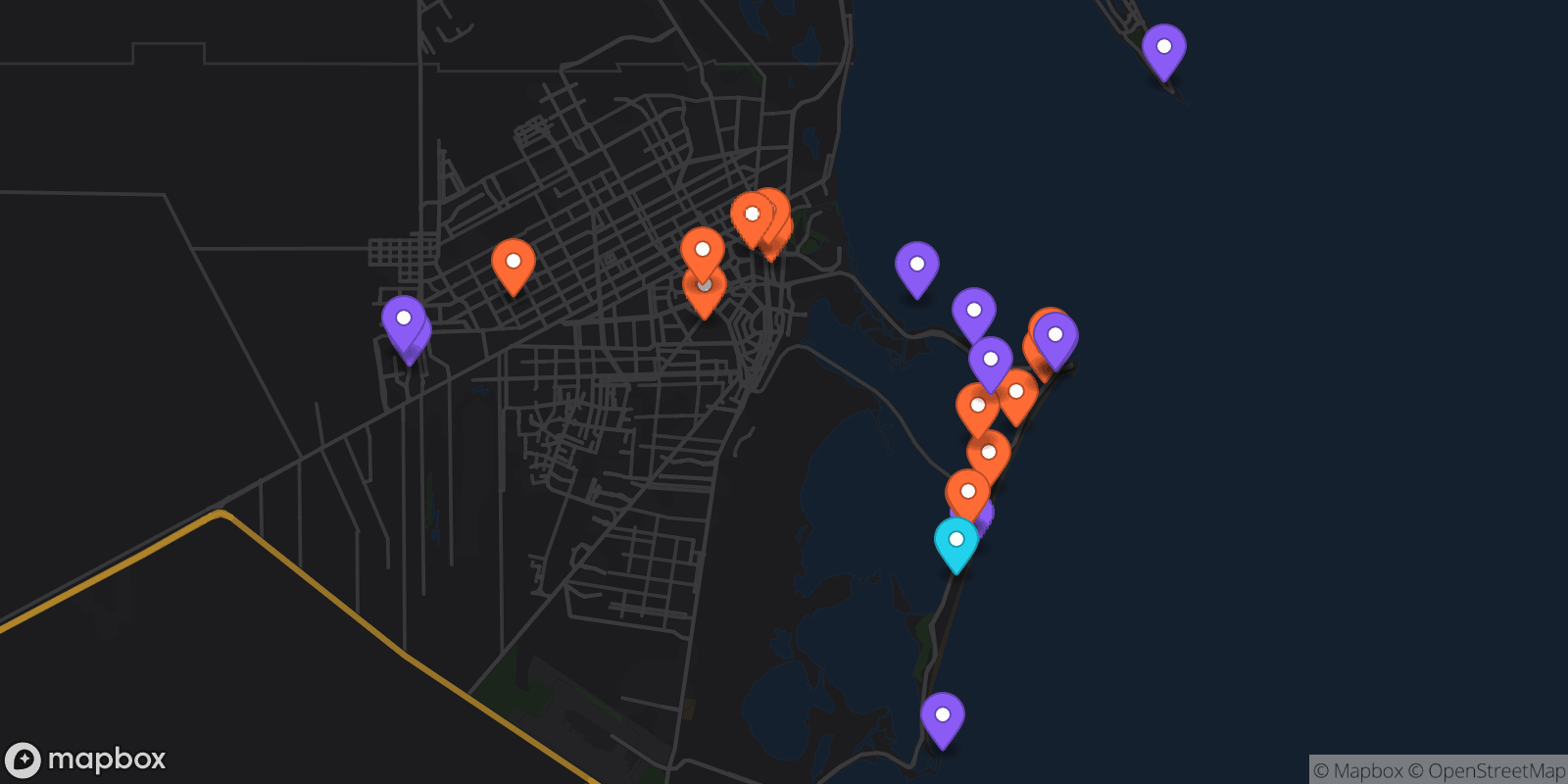 Map showing 24 locations
