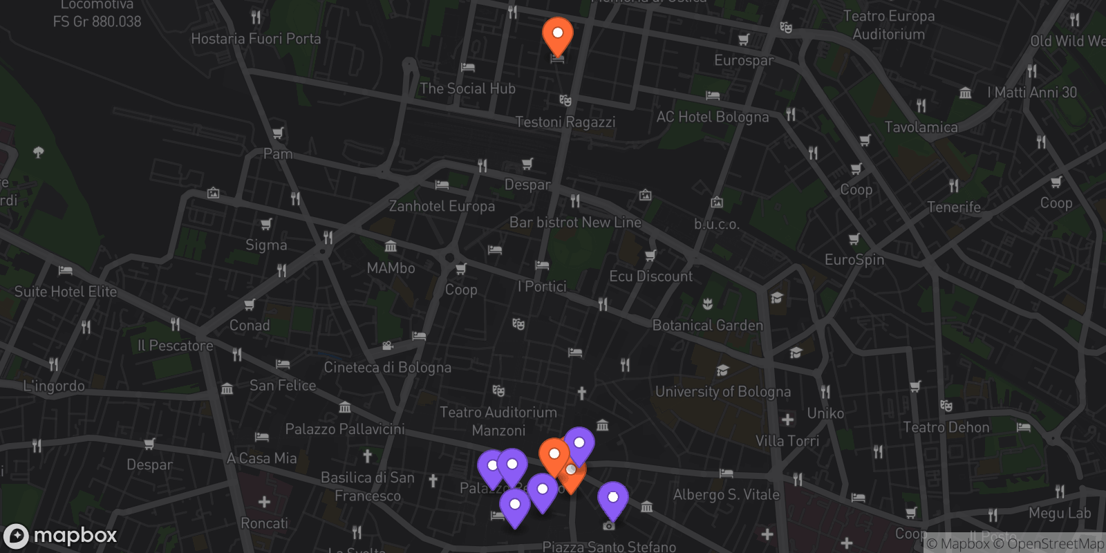 Map showing 10 locations