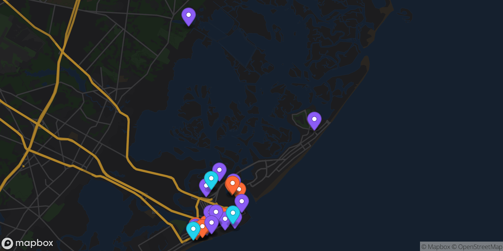 Map showing 47 locations