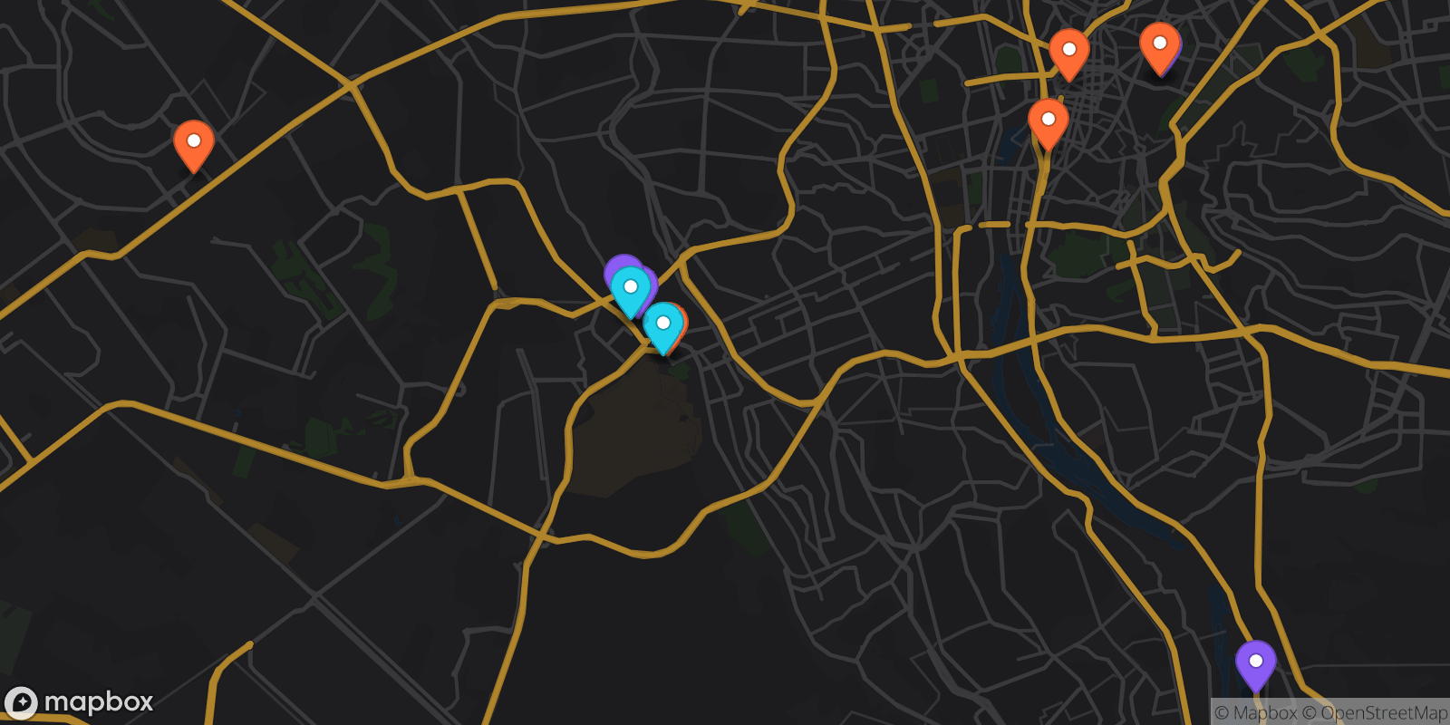 Map showing 11 locations