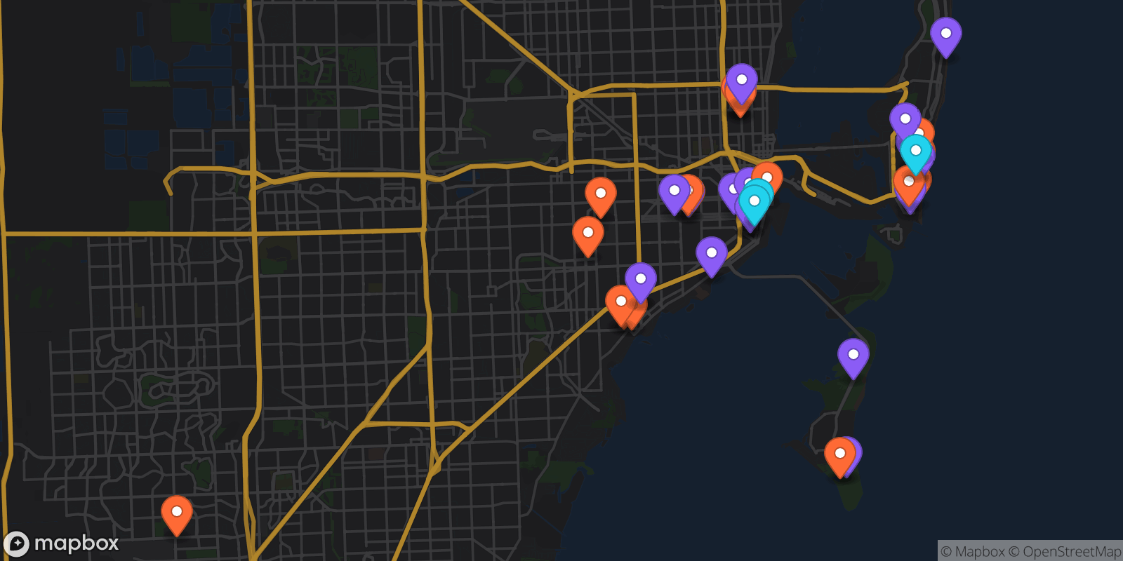 Map showing 39 locations