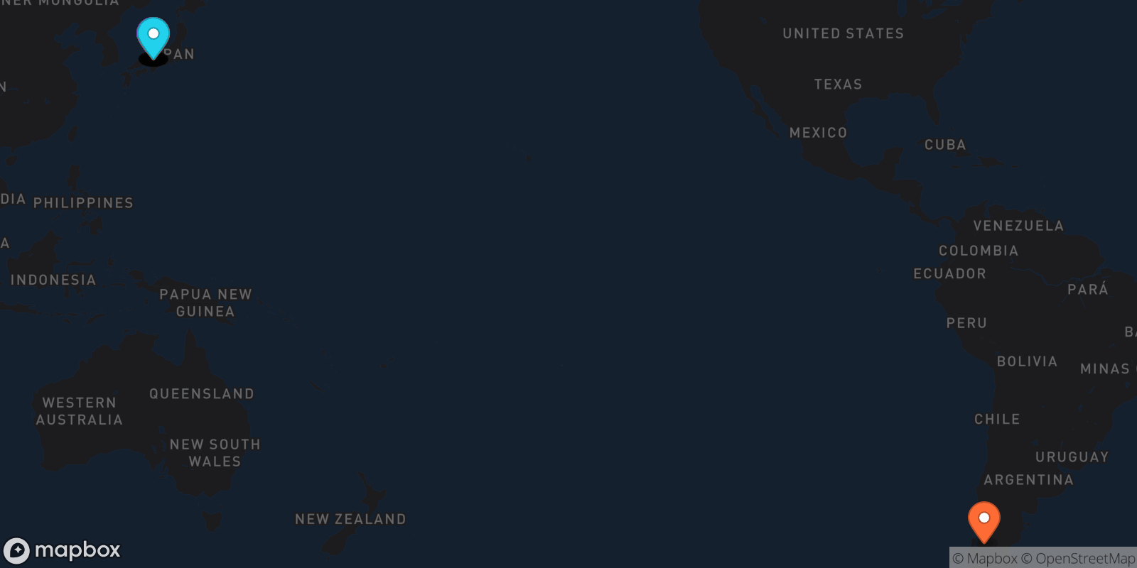 Map showing 23 locations